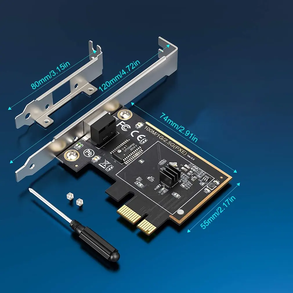 

PCIE Network Adapter 10/100/1000M/2.5Gbps PCI Express Gigabit Ethernet Card RJ45 LAN Controller Support Windows Server