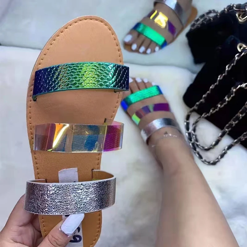 

Slippers Women Summer Sandals Fashion Candy Color Flip Flops Beach Flat Slippers Outdoor Slide Sandals plus size