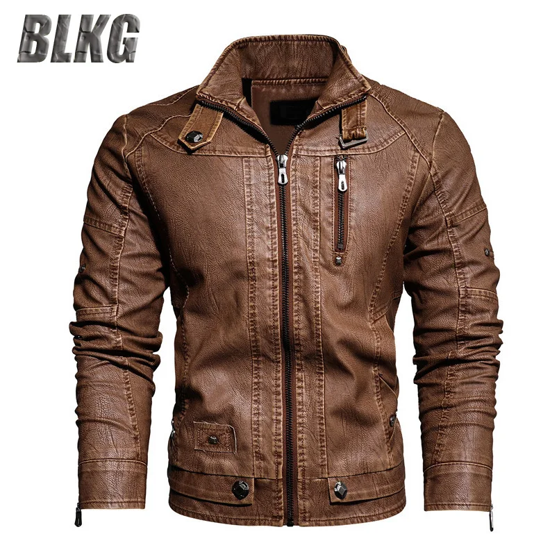 Мужская зимняя куртка из искусственной кожи blкг Толстая Теплая Флисовая кожаная