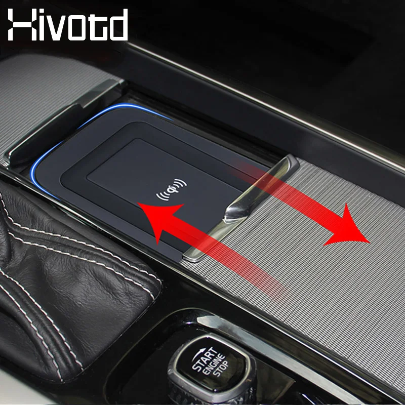 Автомобильная Беспроводная зарядная пластина Hivotd 2018 для volvo XC90 XC60 S90 V90 2019