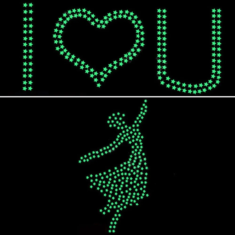 30PC 3D Star and Moon Energy Storage Fluorescent Glow In the dark Luminous on Wall Stickers for Kids Room living room Decal 107 | Дом и сад
