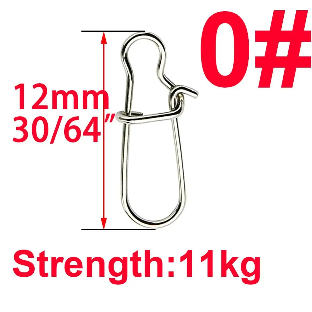 size 0 Simpleyi 100 шт. крюк из нержавеющей стали быстрый зажим замок оснастки вращающиеся твердые кольца безопасности защелки рыболовный крючок Соединитель Инструмент - Цвет: size 0