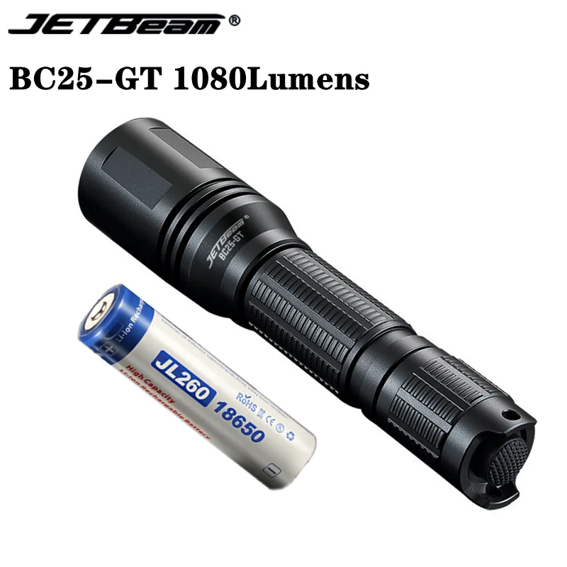 JETbeam BC25 Tactical Flashlight 1080Lumens USB Rechargeable Cree XP-L HI LED High-power Led Flashlight For Outdoor Hunting
