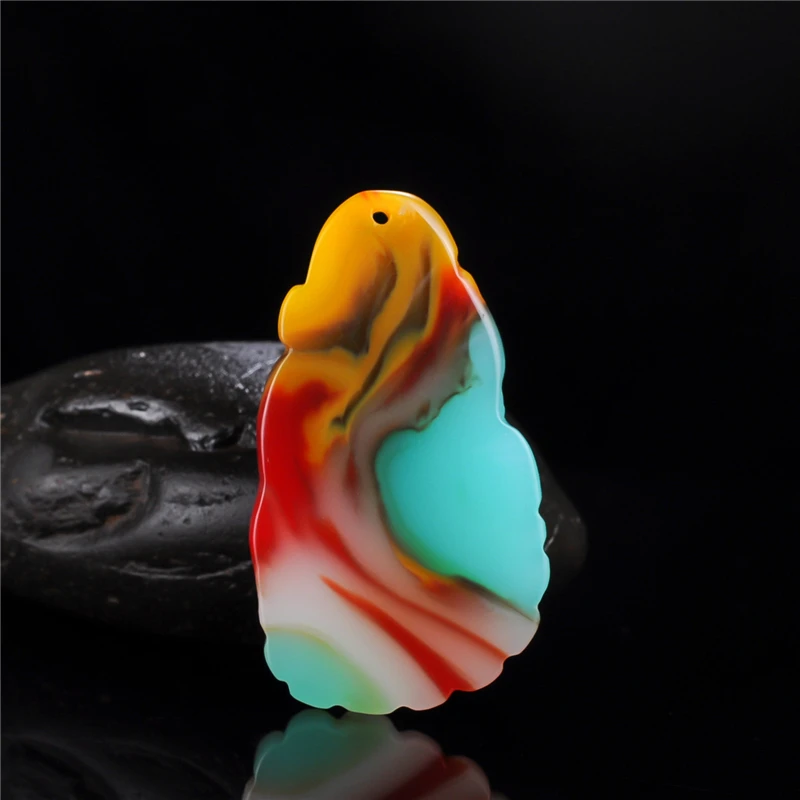 Natural Color Hetian Jade Stone Magnolia Pendant Necklace Chinese Jadeite Jewelry Charm Reiki Amulet Carved Gifts for Women Men | Украшения