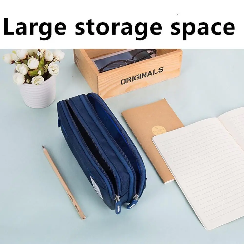 

1pc School Student Pen Storage Bag 3 Layers Large Capacity Polyster Pencil Zipper Pen Box Supplies Stationary P0k0