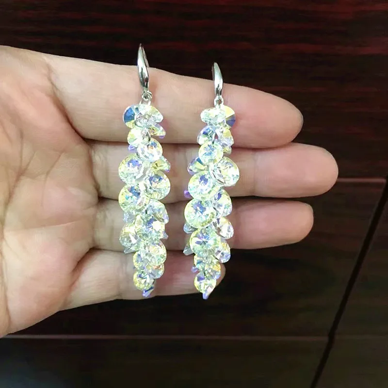 MS Betti новые длинные хрустальные серьги S925 крюк с элементами swarovski для модных женщин лучшее для свадебных вечеринок