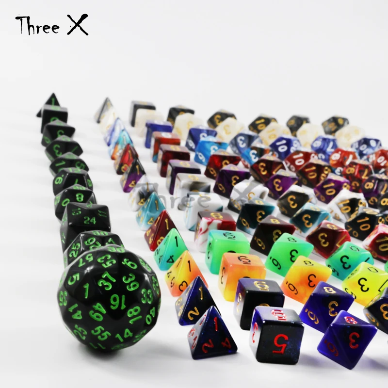 101 шт. многогранная игральная кость Плюс сумка 13 комплектов D4 D6 D8 D10 % D12 D20 для