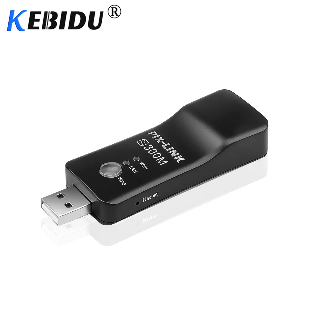 Kebidu 300 Мбит/с беспроводной сетевой адаптер кабель WPS кнопка Wi Fi ретранслятор RJ 45
