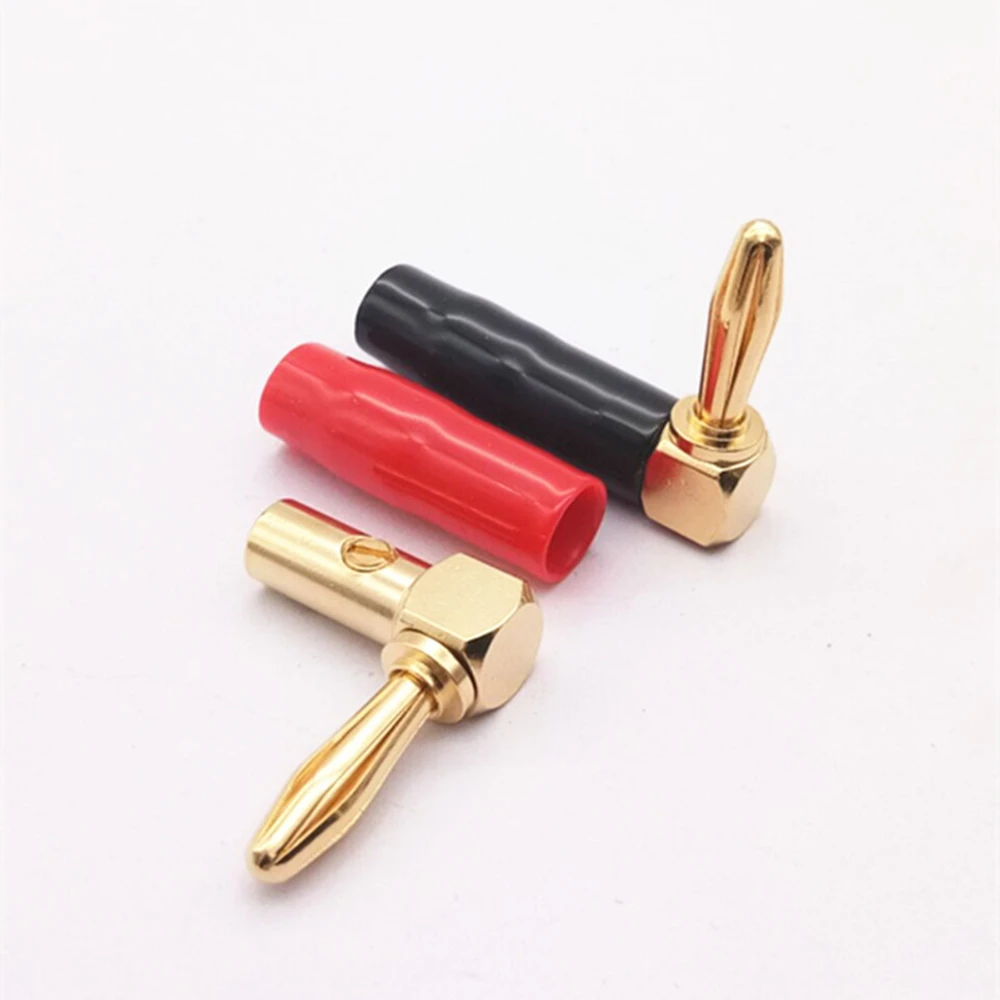 

8PCS (4 Pairs) HIFI 3 24K Gold Plated Banana Connector 90 Degree Banana Plug