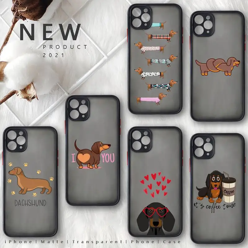 

Dachshund funny cartoon Phone Case matte transparent For iphone 7 8 11 12 plus mini x xs xr pro max cover