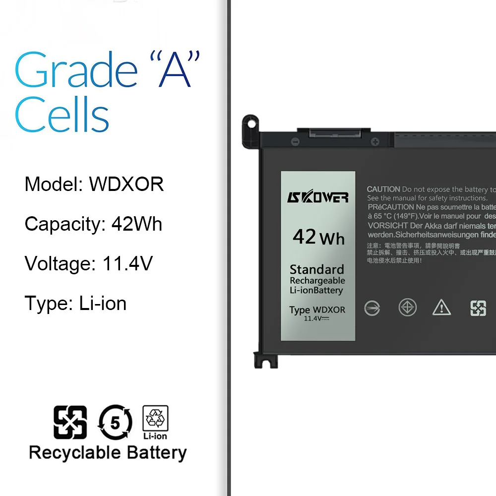 Аккумулятор SKOWER 42Wh WDXOR для ноутбука Dell Inspiron 13 5379 7368 14 5468 7460 I5 5568 5578 7570 5767 Latitude 3480 3580