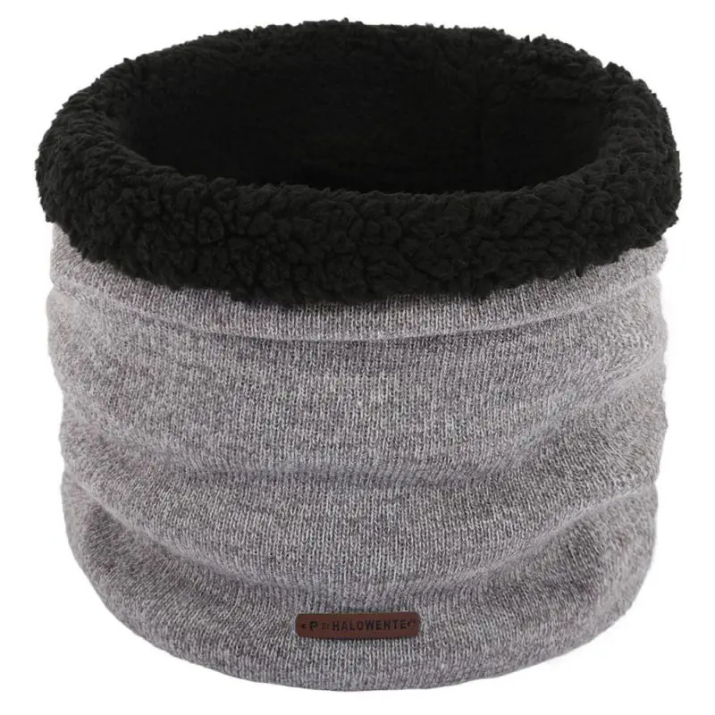 Мужской вязаный шарф ветрозащитный зимний шейный утеплитель плюс бархатный