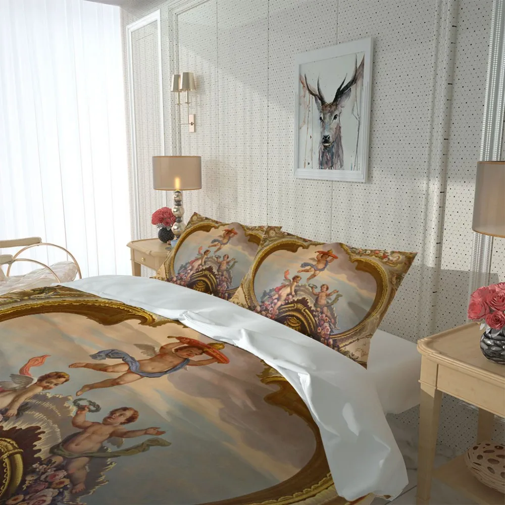 Комплект постельного белья с 3d-ангелом Золотое роскошное постельное белье