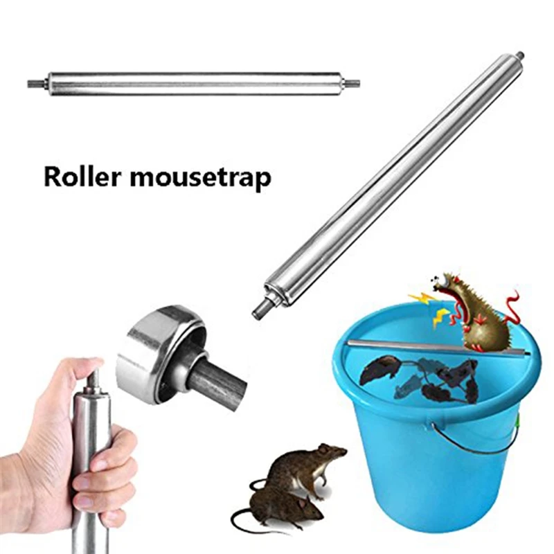 

Stainless Steel Rat Mousetrap High Quality Reusable Mice Killer Trap Log Grasp Bucket Catcher Spinning Roller Pest Control Tool