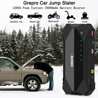 grepro portable car jump starter 12v external car battery 18000mah vehicle emergency battery booster multi function power bank