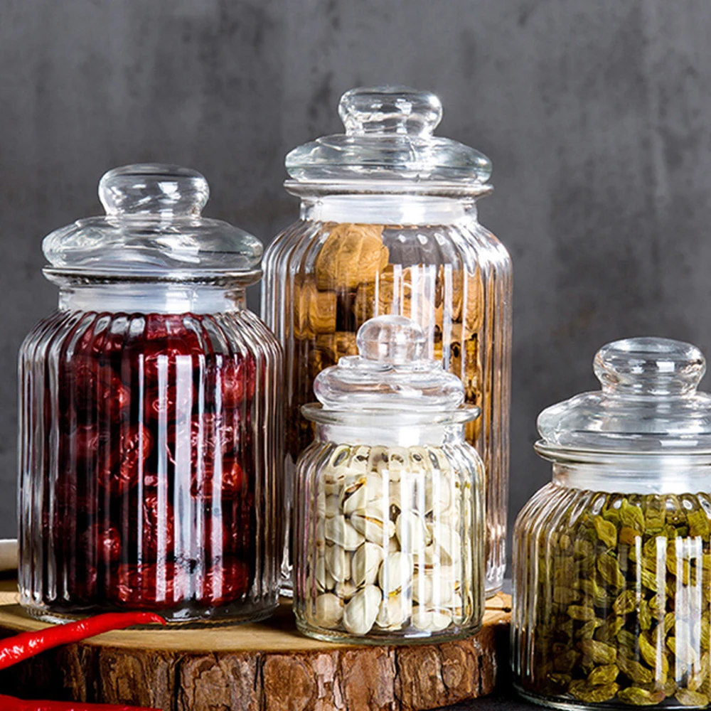 

Glass Storage Jars Sealed With Lid Honey Glass Bottle Fruit Sauce Bottle Grain Bottle Kitchen Pickle Jar Storage Jar Glass Jars