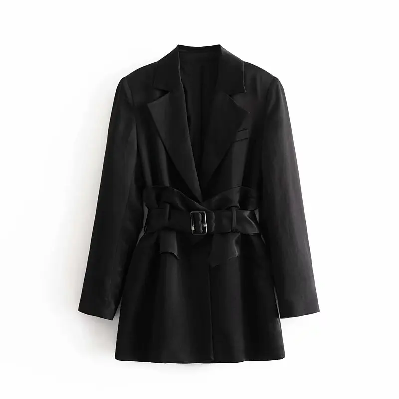 Star firefly solid color one buckle belt satin suit female silk satin texture casual suit elegant office business women