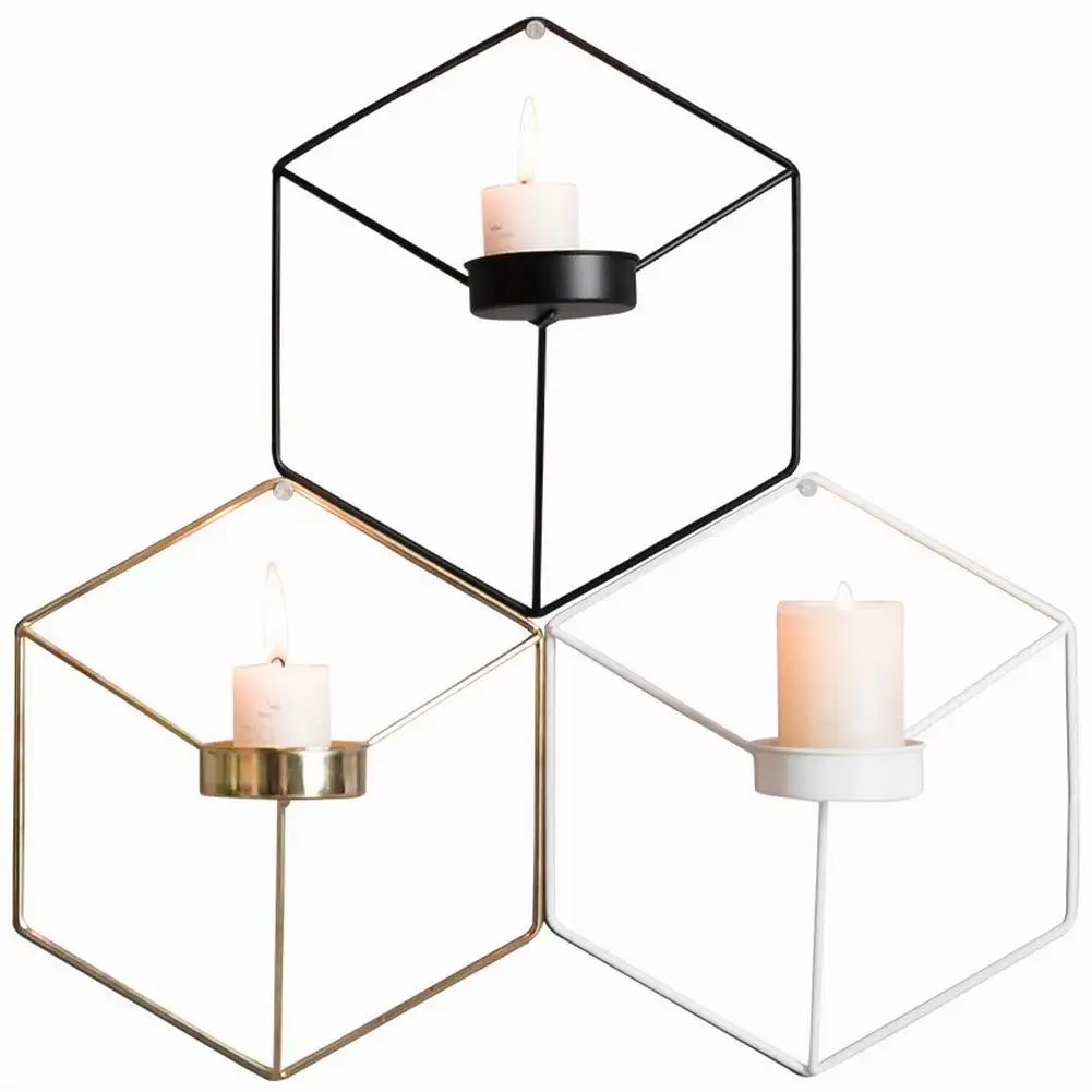 

3D Fashion Modern Style Candle Holder Wall Hanging Iron Tealight Candle Holder Wall Decor Home Dining Room Cafe Decoration
