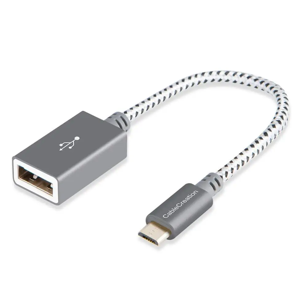 CableCreation серебристый микро USB OTG кабель Плетеный МИКРО к адаптер совместимый с Samsung