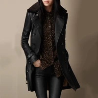 winter long pu jacket women soft leather jackets fashion motorcycle coat lady fashion spring goth black windbreaker sexy warm