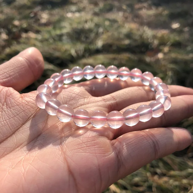 Pure Clear Quartz Natural Stone Bracelet With Magsnap For Men