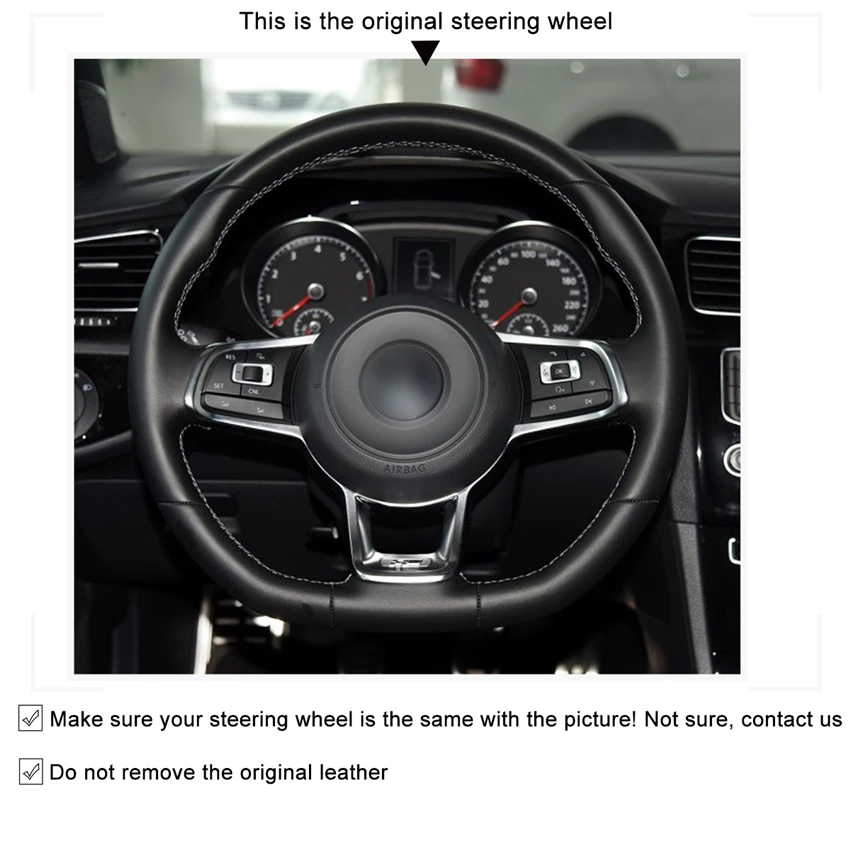 MEWANT Black Suede Steering Wheel Cover for Volkswagen VW Jetta GLI Golf 7 GTI MK7 2015-2020 R 2015-2019 |