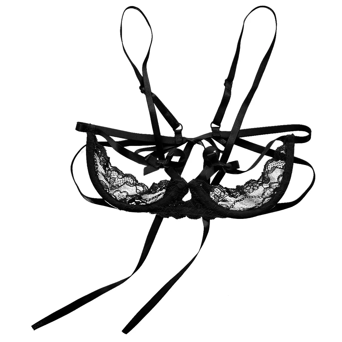 Бюстгальтер женский кружевной с вырезами и открытыми сосками | Тематическая