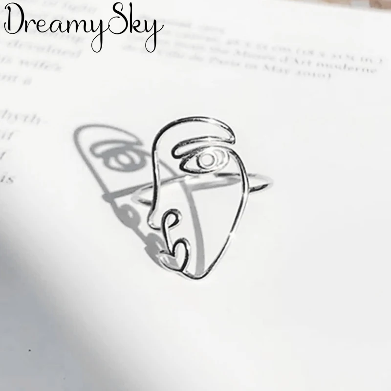 DreamySky маска с человеческим лицом серебряные кольца для женщин большие
