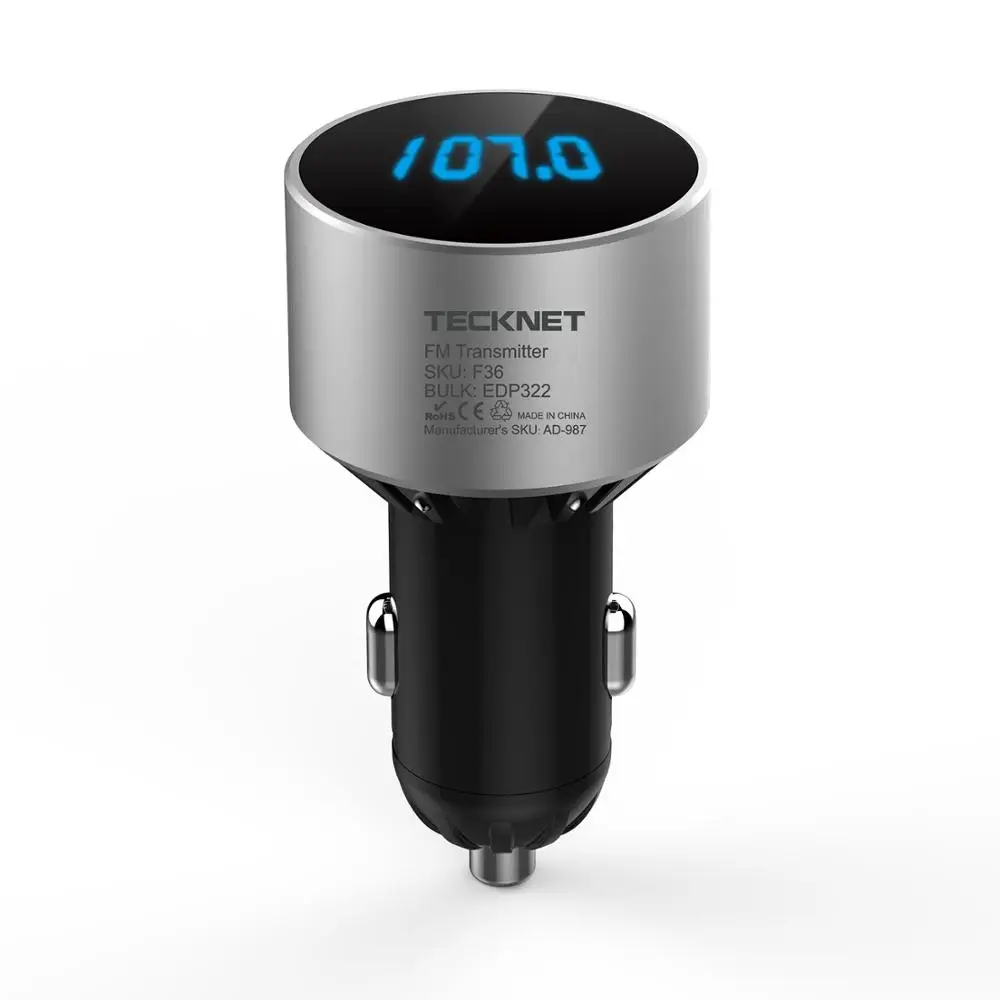 TeckNet 5 В/2.1A USB Автомобильное зарядное устройство с fm-передатчиком Bluetooth Handsfree FM модулятор зарядное устройство для телефона в автомобиле для iPhone Xiaomi - Plug Type: Universal