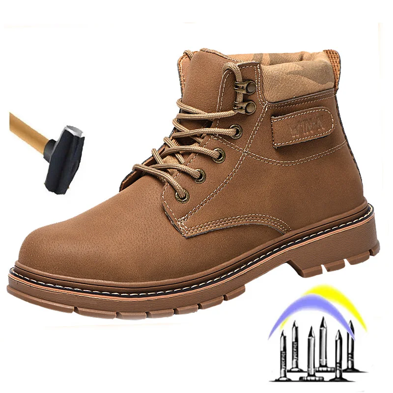

New Men's Steel-Toed Anti-Smash Anti-Stab Safety Shoes Outdoor Lightweight Comfortable Work Boots Four Seasons Sports Shoes