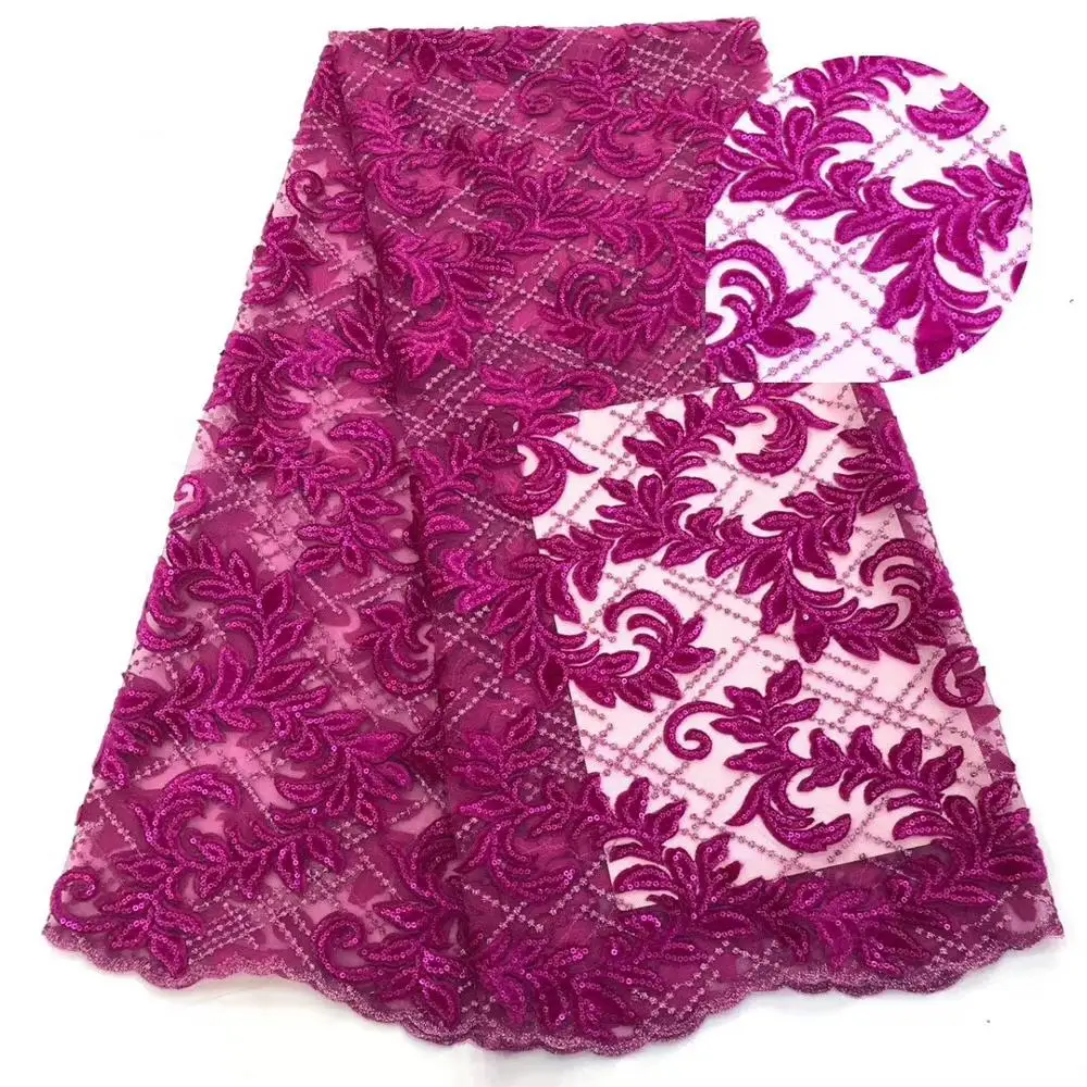 Модное розовое Африканское бархатное кружево ткань 2019 высокое качество 3 d цветы