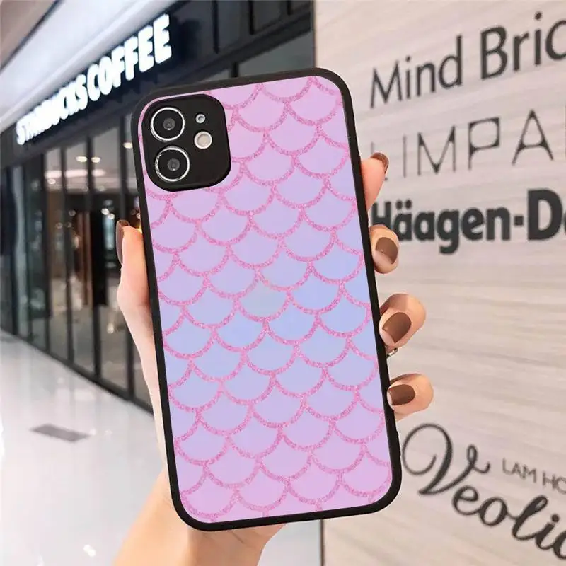 

Mermaid Tail Scale color pink Phone Cases Matte Transparent for iPhone 7 8 11 12 s mini pro X XS XR MAX Plus cover funda