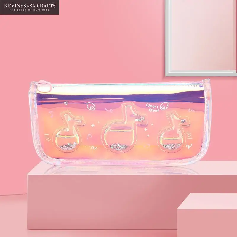 Блестящий переливающийся лазерный чехол для карандашей большой емкости