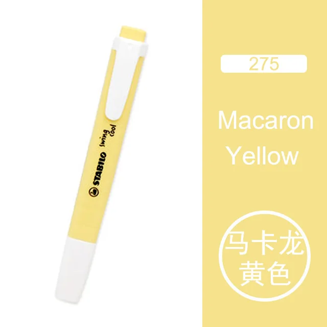 Macaron Yellow Stabilo кристаллический стержень PP материал хайлайтер 1 шт. SwingCool 275 не токсичный маркер ручка для офиса/студента с маркером - Цвет: Macaron Yellow