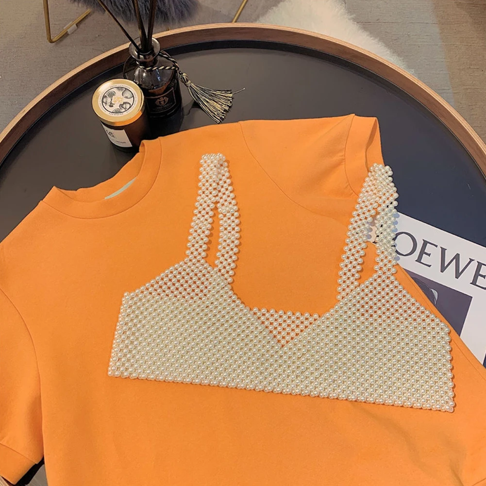 

Elegant Women Crochet Pearl Beaded Spaghetti Strap V neck Cami Tank Crop Bralette Top Boho Bralet Bra Crop Top Cami Tank