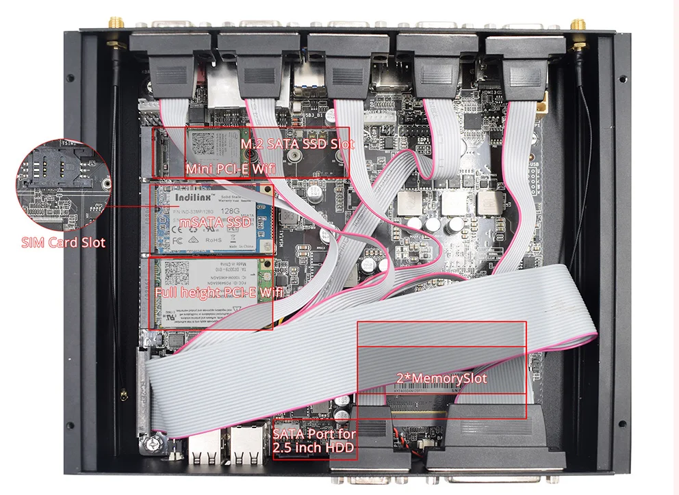 Безвентиляторный промышленный ПК 3 дисплея Core i5 8250U двойной Intel Lan Core i7 5500U RS232 RS485 COM ITX PC Celeron прочный компьютер J1900