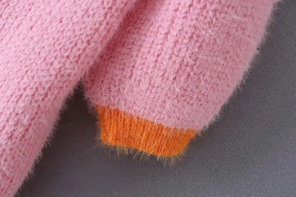 Bazaleas Винтажный Розовый Оранжевый вязаный кардиган в стиле пэчворк укороченный