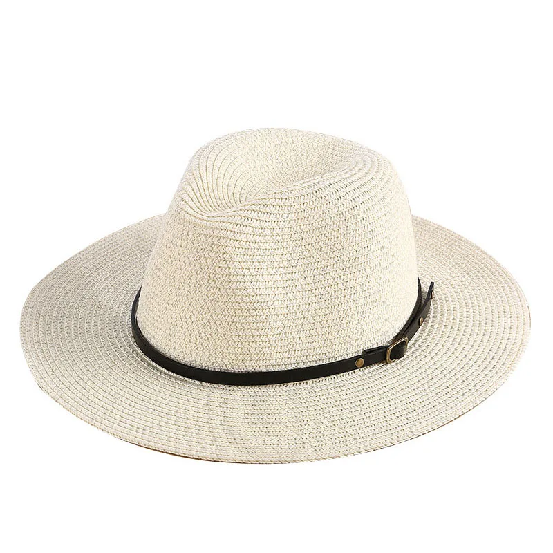 

Simple Summer unisex Ribbon sun hat casual vacation Panama Topper hat straw hat women Beach jazz men hats Foldable Chapeau