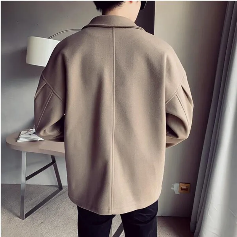 Осень и зима мужское однобортное шерстяное повседневное пальто короткий
