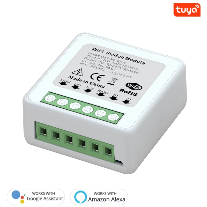 

Беспроводной смарт-выключатель Tuya, 16 А, с поддержкой Wi-Fi