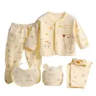 5 шт.компл. от 0 до 3 месяцев весна осень новорожденных комплект одежды для малышей хлопок Мягкий мультфильм младенческой мальчик девочка одежда комплект нижнего белья