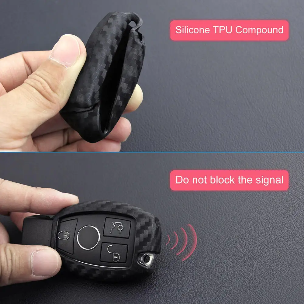 

1PC Carbon Fiber Car Key Case For Mercedes-Benz Carbon Fiber Smart Car Key Case Cover Fob Holder Accessories