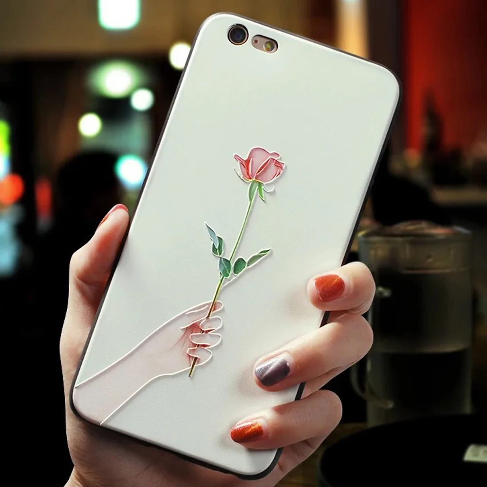 Rose Eqvvol милый 3D тисненый мультфильм узорчатый чехол для телефона для iphone X 8 7 6 6S Plus чехол s Мягкий силиконовый чехол для iphone 5 5S SE Coque - Цвет: Rose