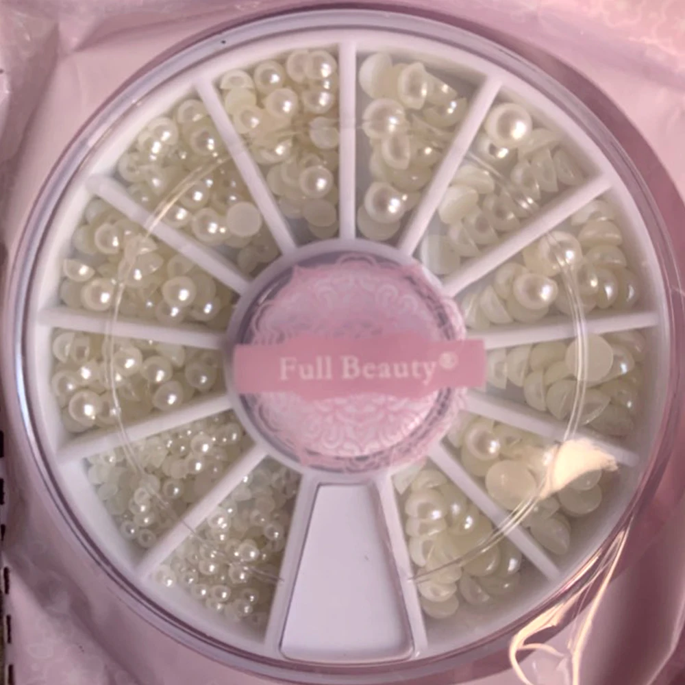 1 x Новый Белый 3d дизайн ногтей с жемчугом и плоской задней поверхностью наклейки