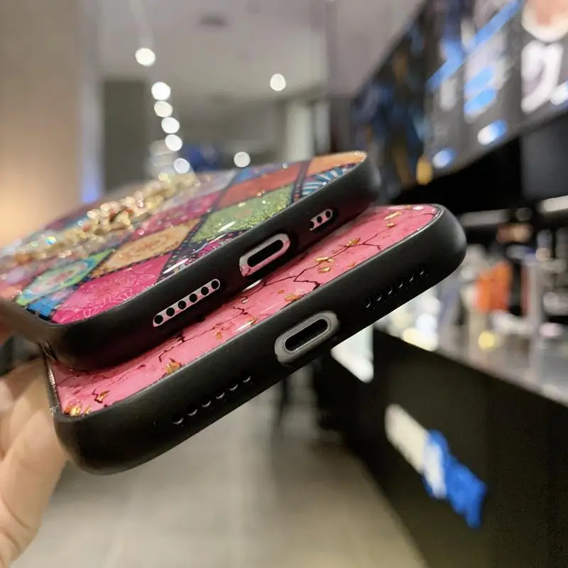 

Diamond Bee Phone Case For iPhone 12 11 Pro Max 12 Mini XR X XS Max 6 6S 7 8 Plus SE 2020 Glitter Sequin Flower Grid Pattern