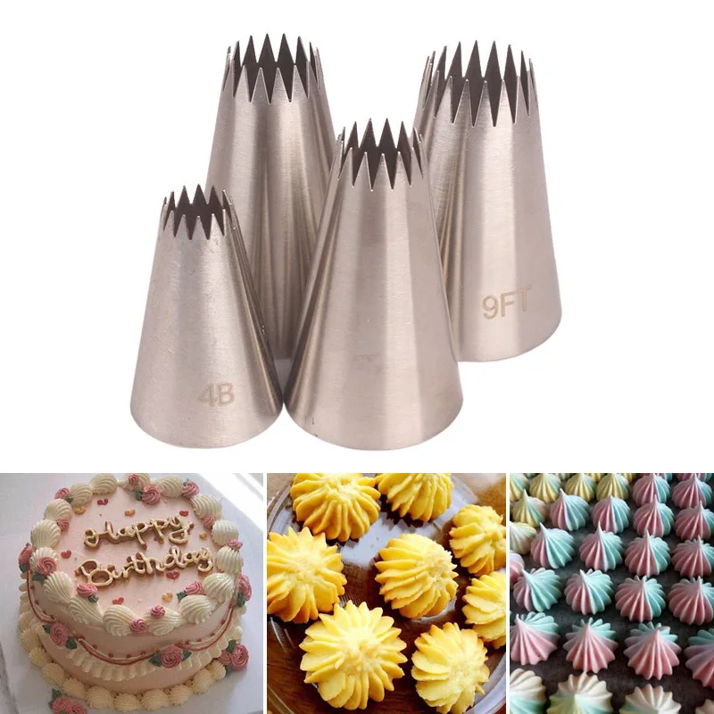 

2022 4Pcs/3Pcs Cake Decoration Set Kitchen Gadgets Cookies Supplies Multi Purpose 304 Stainless Steel Multi Tooth Pastry Nozzle