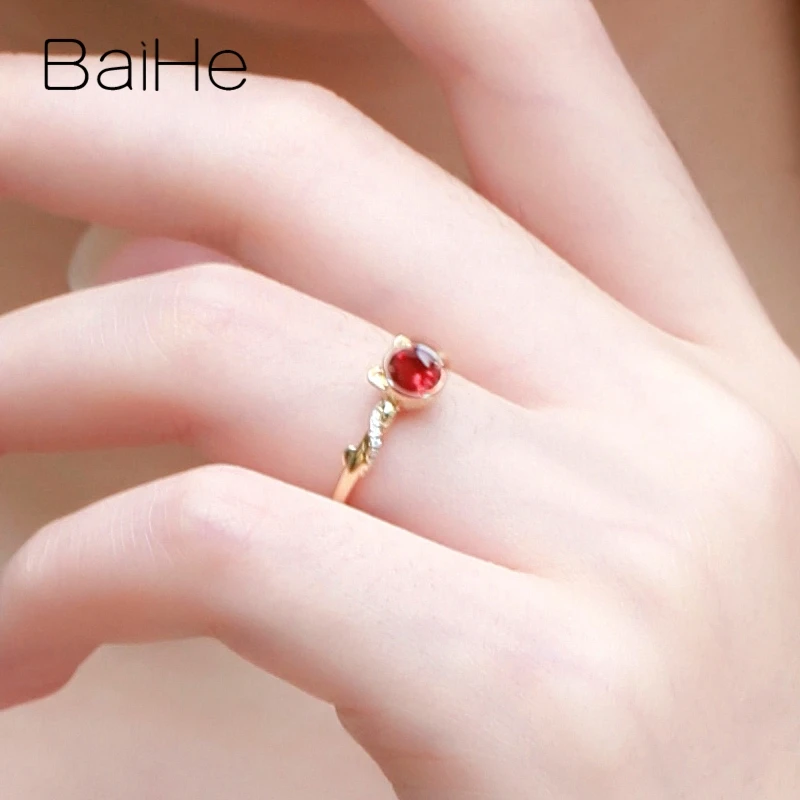 BAIHE Твердые 14 К желтого золота сертифицированные безупречные 0.20ct натуральный рубин помолвки женские модные ювелирные изделия Подарочное кольцо