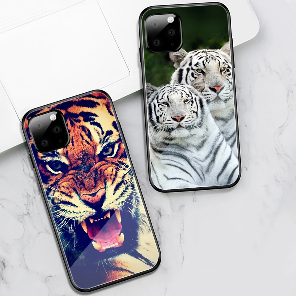 

ciciber Vogue Tiger Funda Case for iphone 12 Case for iphone 12 11 Pro XS Max mini XR X 7 8 6 6s Plus SE 2020 Tempered Glass