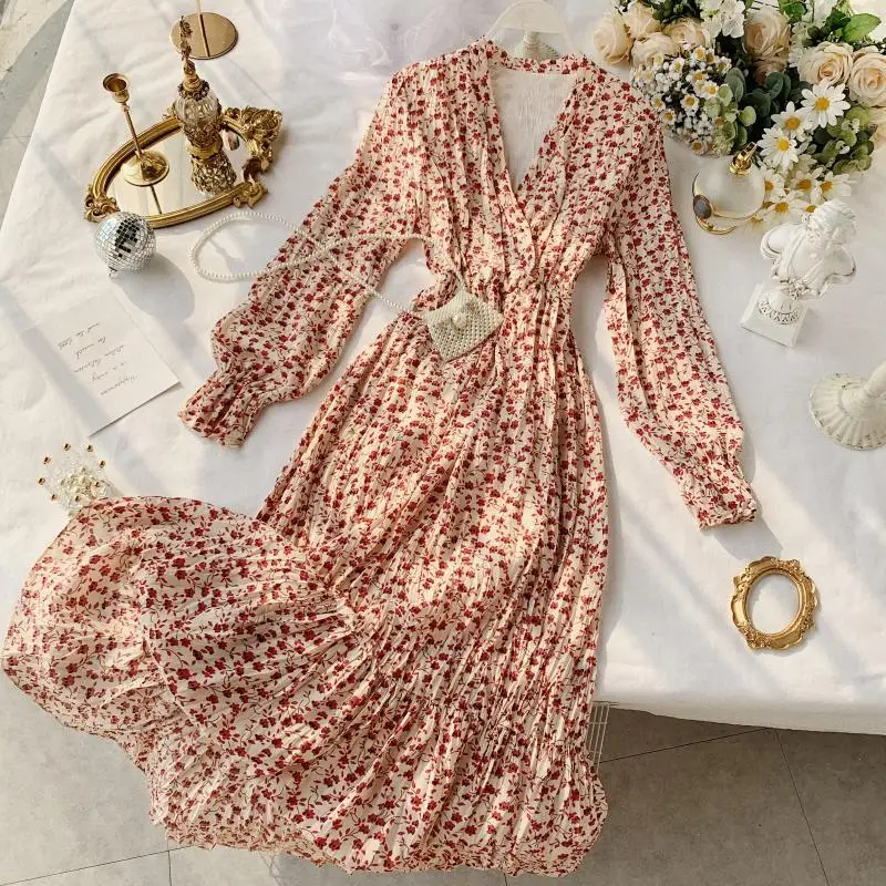 2019 новые модные женские платья французские Женские Ретро с высокой