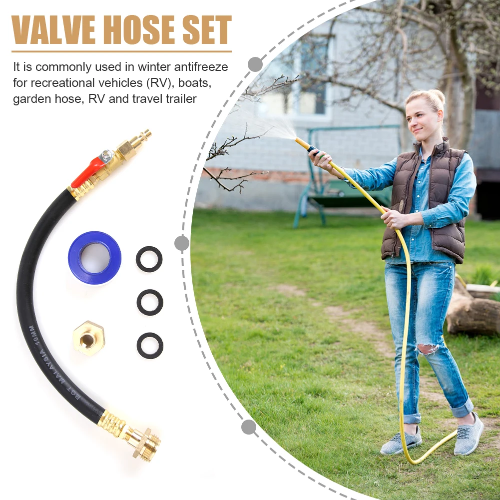 

12 inch RV Winterizing Kit Sprinkler Blowout Adapter Kit with Shut Off Valve Air Compressor Quick Connect Blow Out Plugs